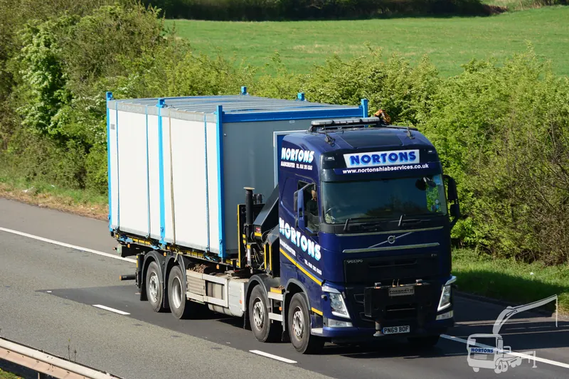 Hiab lorry on a delivery run — Nortons Hiab Services UK