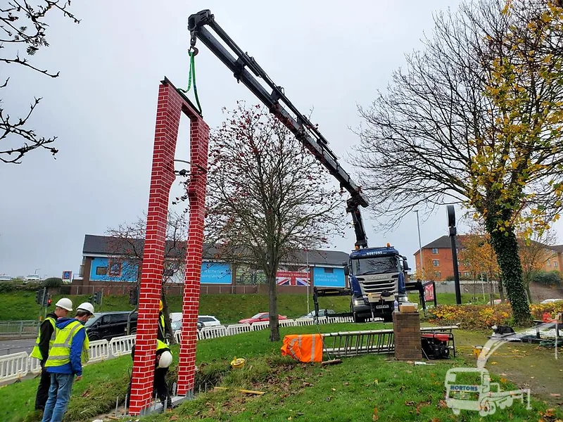 Hiab lorry used for sign installation in Barnsley, South Yorkshire