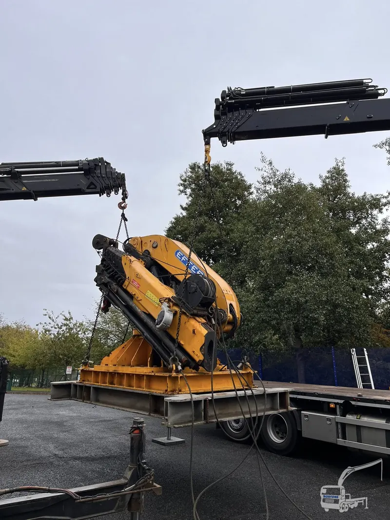 Lorry mounted crane hire - boom and grab working on site