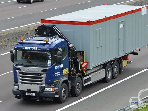 Cabin haulage on the M74 in Scotland