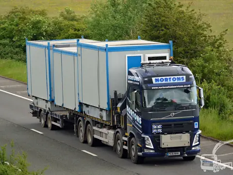 Modular cabin transport on the M50 towards Wales