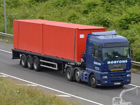 Container transport heading south on the M5